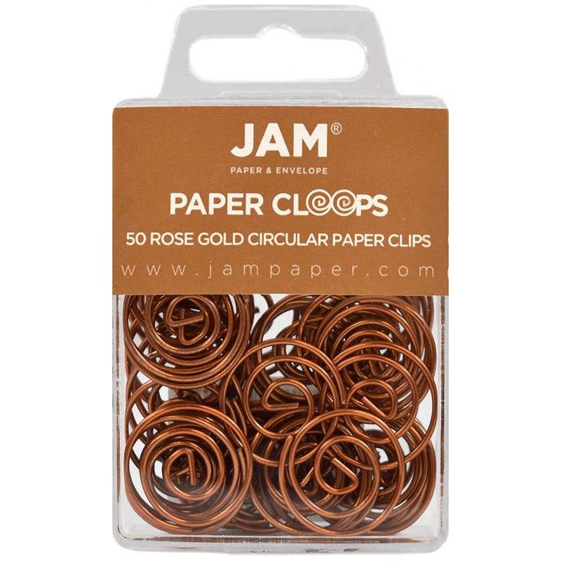 JAM Paper مشابك ورق دائرية من JAM PAPER - مشابك ورق دائرية - ذهبية وردية - 50/عبوة - Image 1